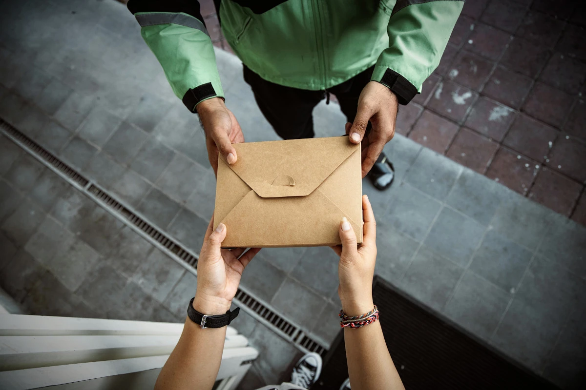 Courier Delivers Package